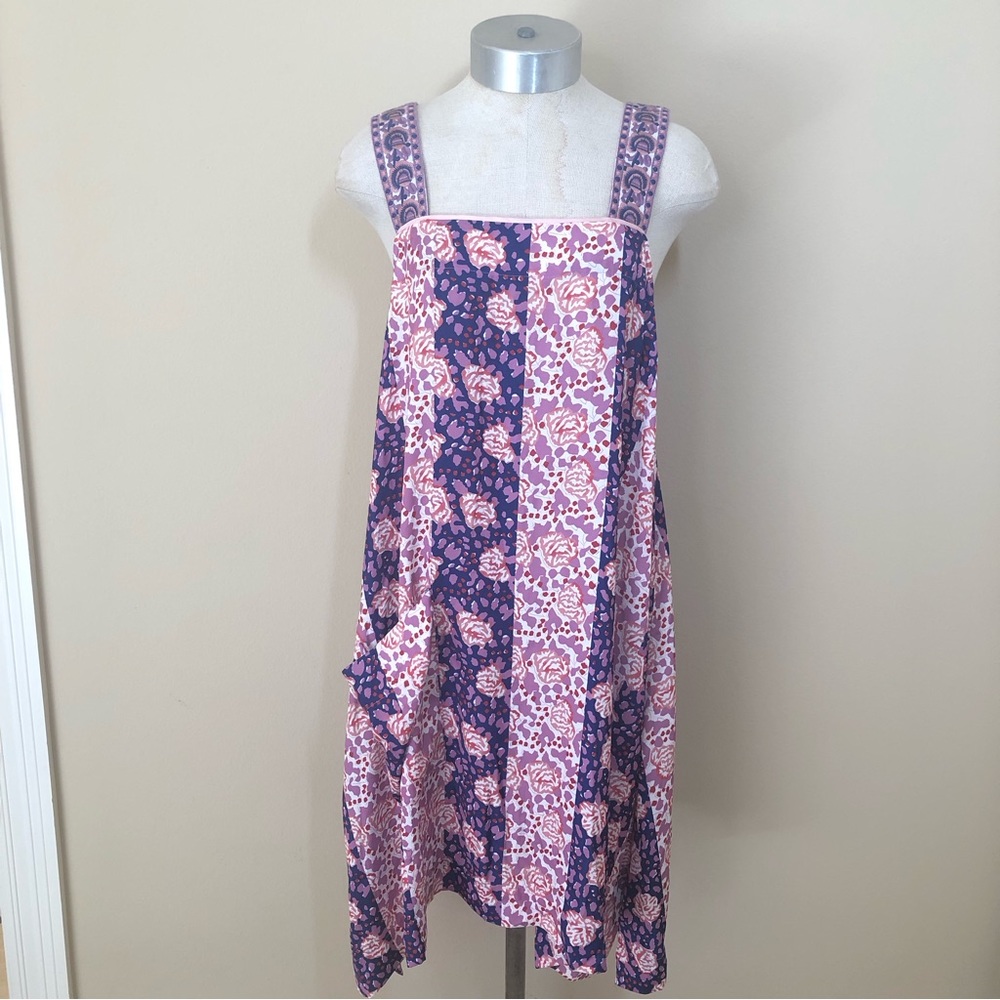Anthropologie tiny palms mini lounge dress floral embroidered straps